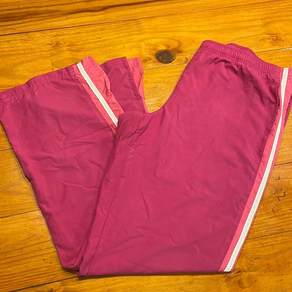 XL Nike pink white side stripe 4-pocket split ankle athletic track jogger pants - Picture 1 of 14